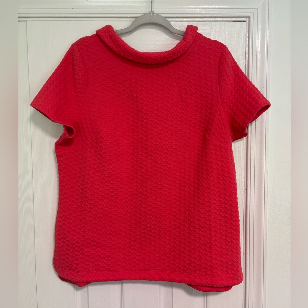 NWOT Boden Short Sleeve Split Collar CORAL Pink Shirt US 14 L/XL